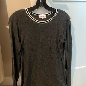 Goldie Lewinter charcoal gray ringer long sleeve t shirt
